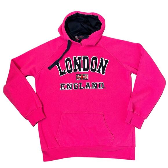 London England Hoodie Youth Size XL or Womens Size M Fuchsia Pink Embroidered - Picture 1 of 11